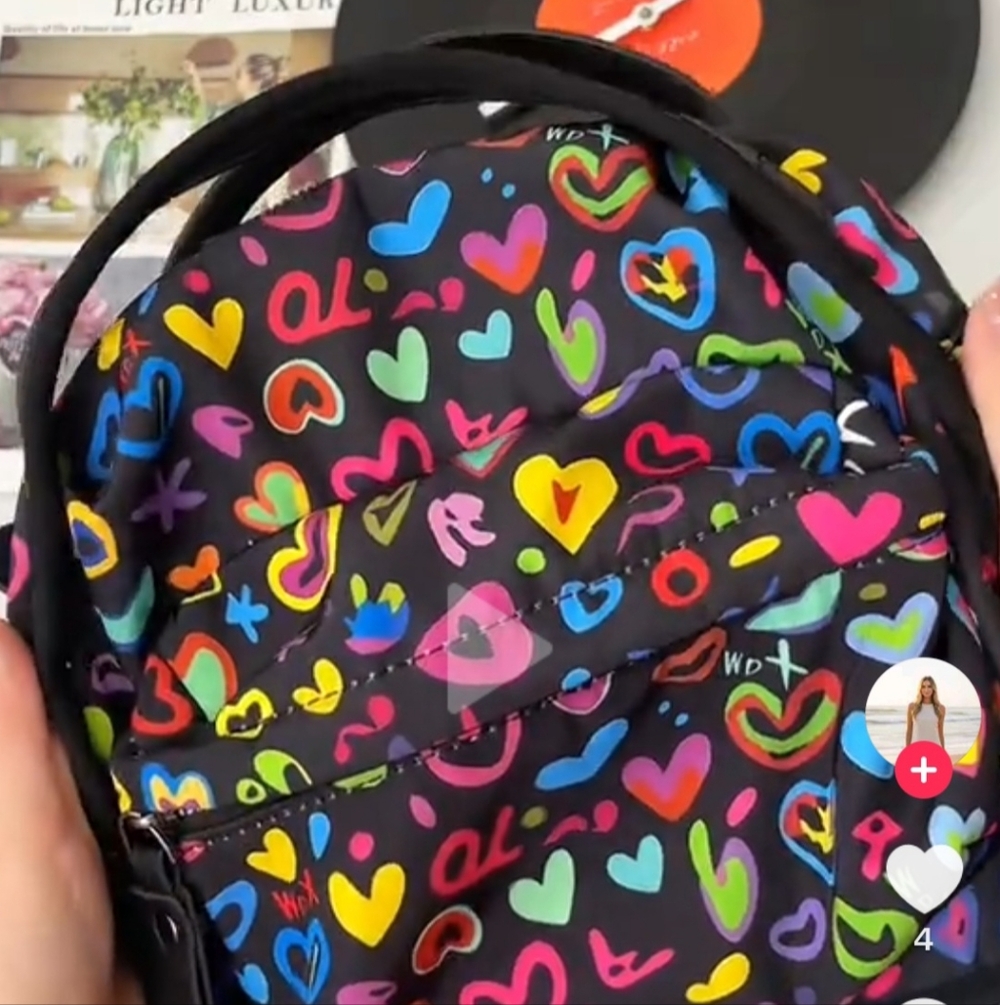 Rainbow hearts crossbody bag with handles